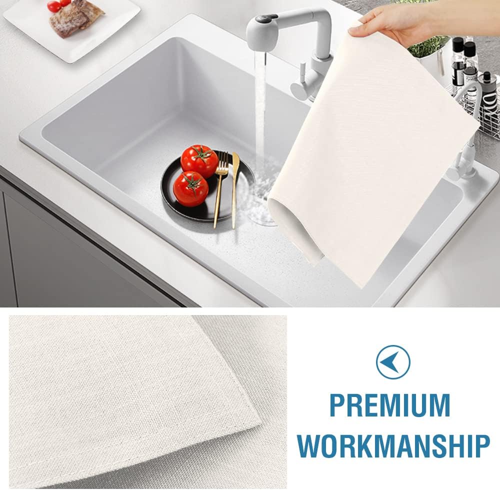 H.VERSAILTEX Linen Placemats Set of 8 Premium Solid Table Placemats for Dining Table Spill-Proof Waterproof Table Mats
