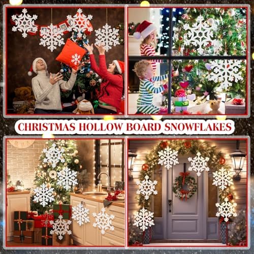 Suncalla 18 Pcs 8" Large White Snowflake Ornaments Decorations