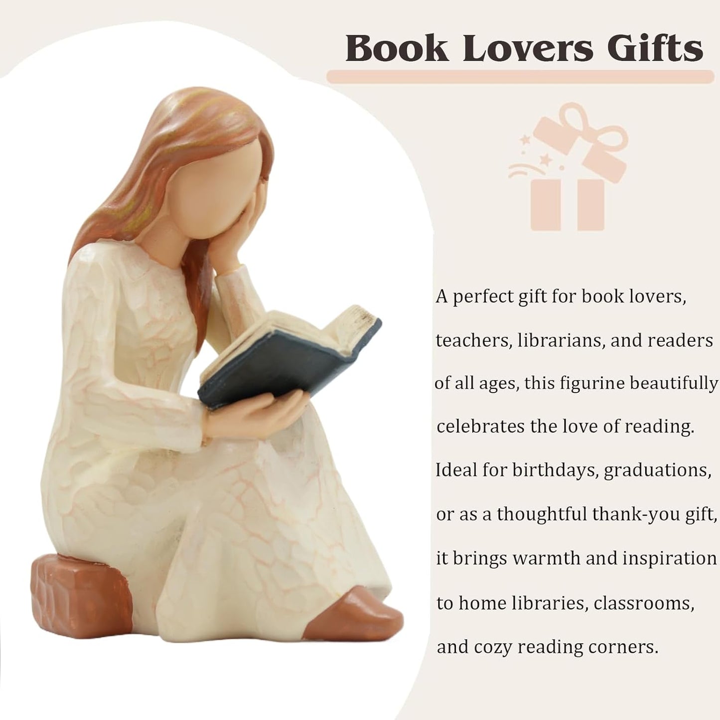 Resin Reading Statue for Readers / Beige