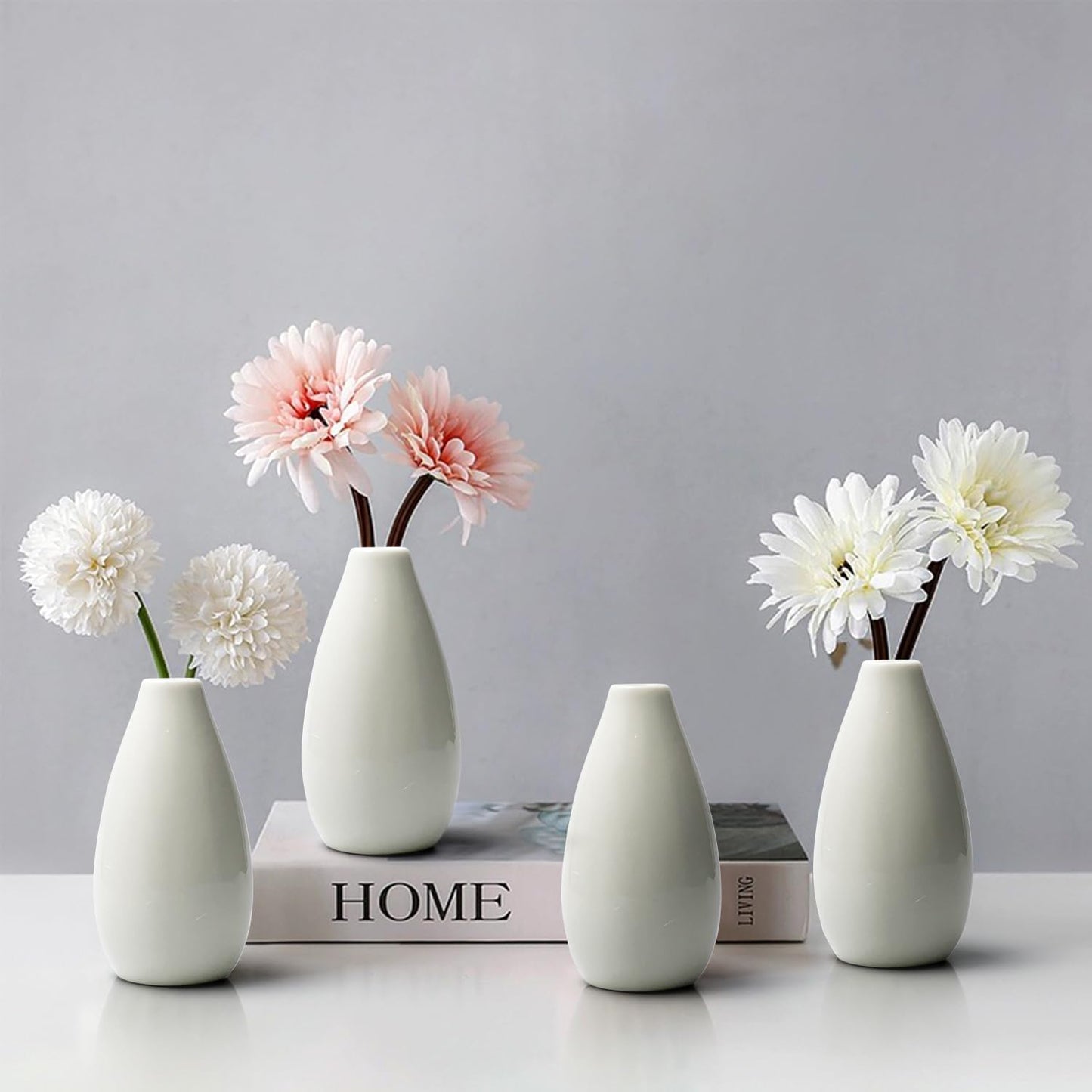 Modern Small Flower Vases / White - Style 11 / Set of 8