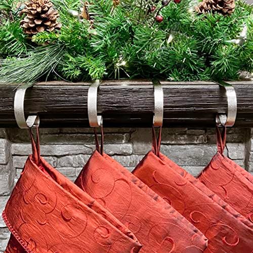 Haute Decor The Original MantleClip® Stocking Holder 4 Pack - Hang Christmas Stockings Safely and Securely from Mantels Up to 3 Inches Thick