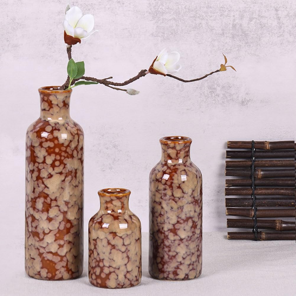 Ceramic Vase Set / Crack Brown