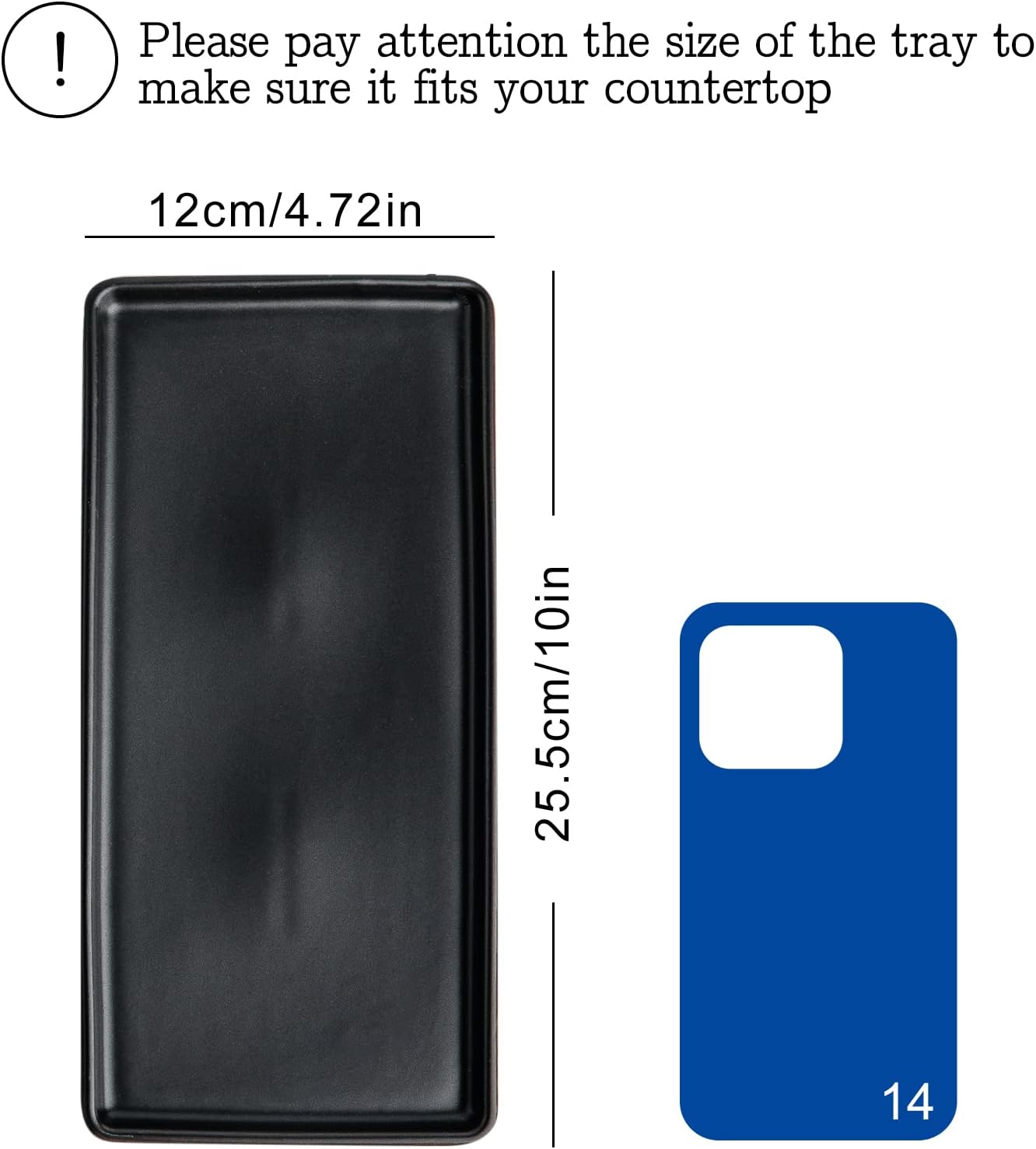 Ceramic Bathroom Tray / Black / 10 x 4.7 x 0.7