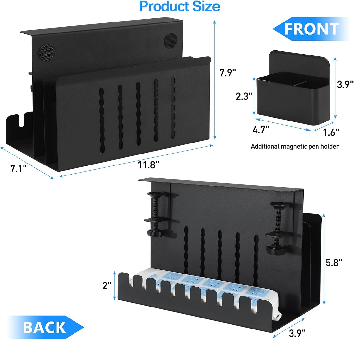 MAXECHO Desk Side Storage, Under Desk Laptop Mount, Table Side Hanging File Organizer, No Drill Clamp On Cable