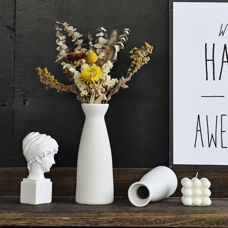 White Ceramic vase Set-3 Small Flower vases for Decor / 3set-white