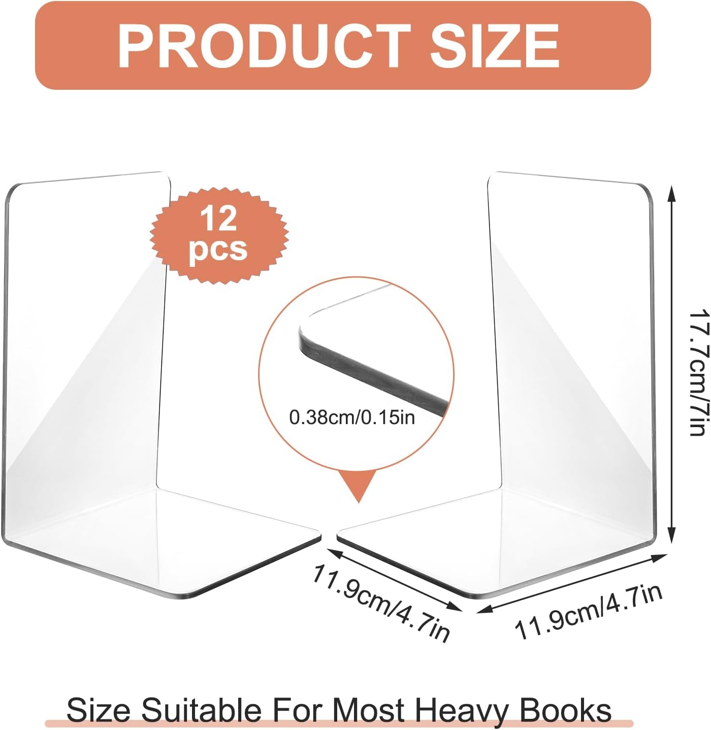 Acrylic Book Shelf Organizer for Desk / Clear / Set of 12