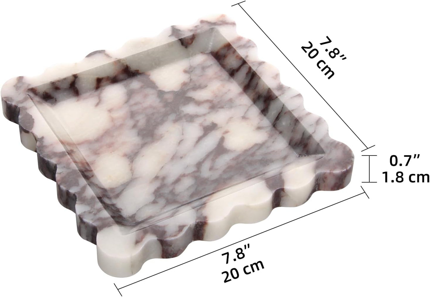 Square Marble Decorative Tray / Calacatta Viola / 8 x 8 x 0.8 / Natural