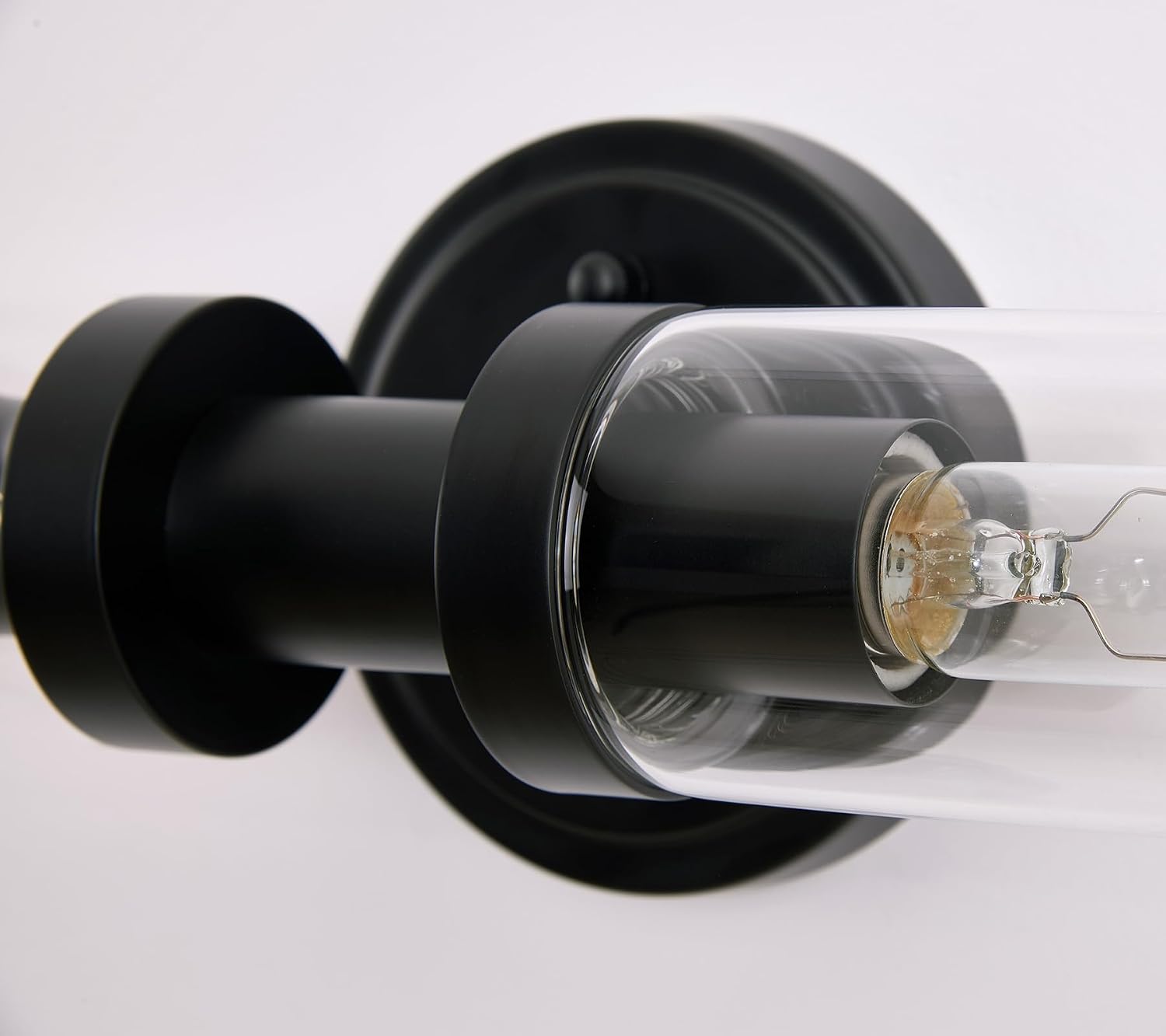 Black Sconces Wall Lighting, Bathroom 2-Light Vanity Light W/Clear Glass Shade, Modern Wall Mounted Lights for Mirror