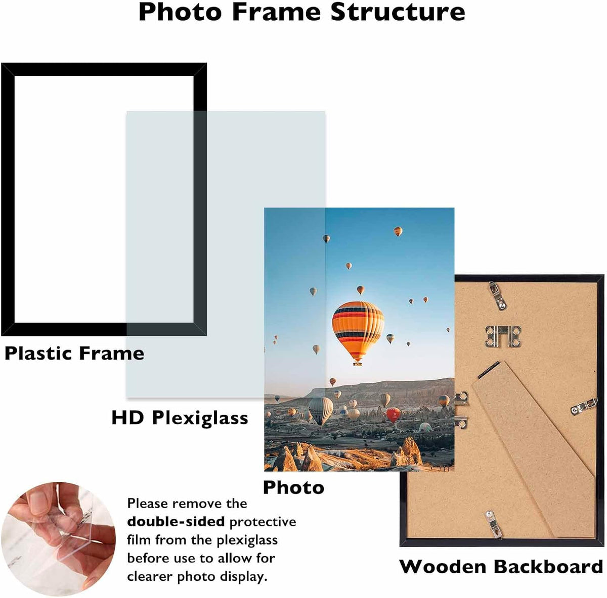 JCJMY 8.3x11.7 A4 Picture Frame Set of 6 for Wall Hanging or Tabletop Horizontally or Vertically, A4 Frame 8.3 x 11.7