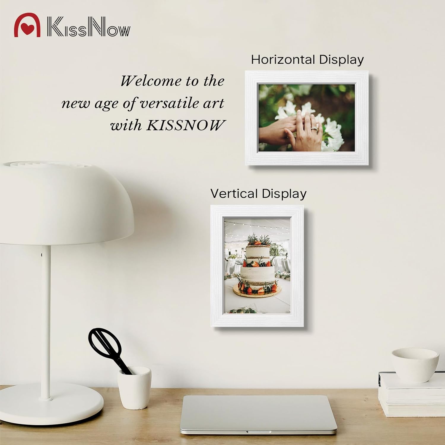 5x7 Picture Frame 4 Pack, White Solid Wood, Wall or Tabletop | Gallery Wall Set, Thick & Wide Border, Polished