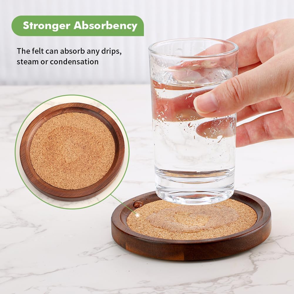 Holder / Wood Cork Coasters for Drinks Absorbent / 4.33 Inches