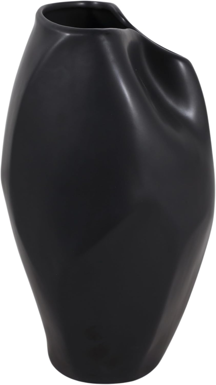 Ceramic Flower Vase / 14.0" H / Black