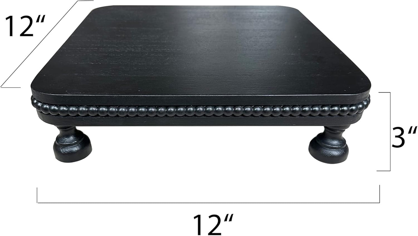 Square Tiered Tray Decor / Black