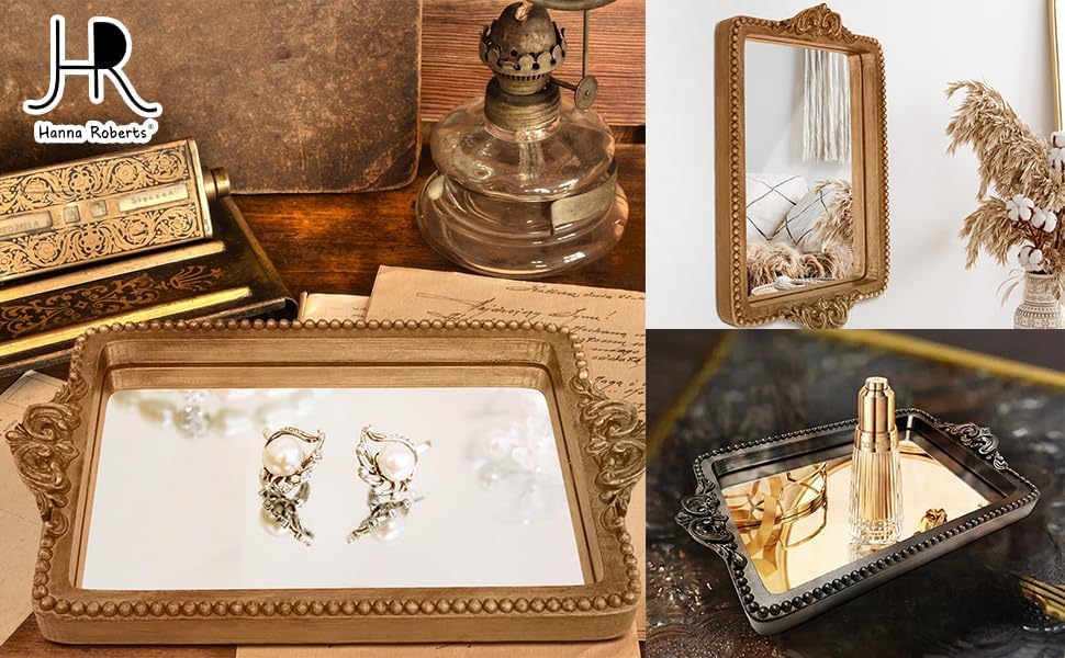 Vintage Tray / Card Holder for Guests During Occasions and Events / Gold