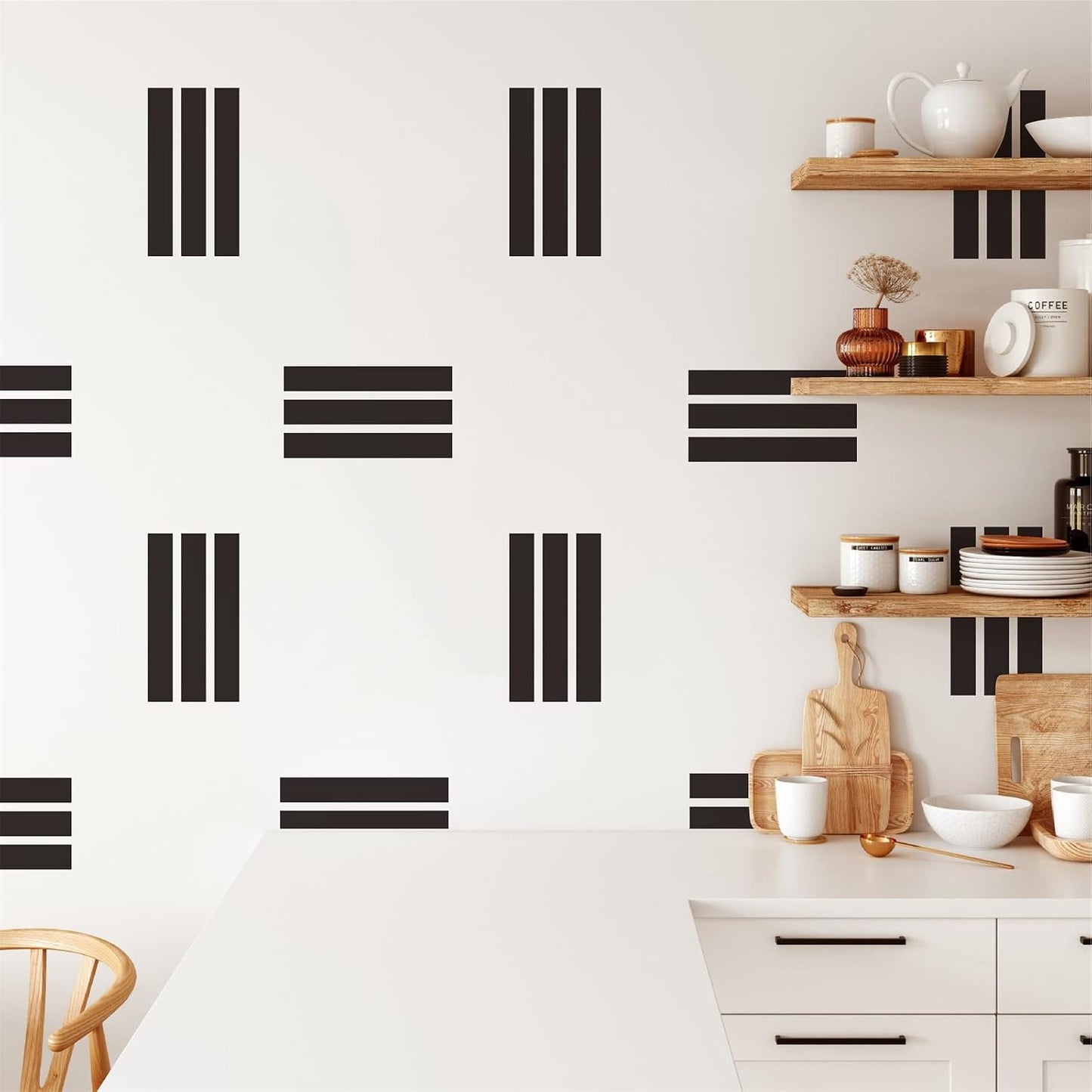 Striped Wall Decals Geometric Line Wall Decal Vinyl Walls Decals Modern Walls Stickers / Black