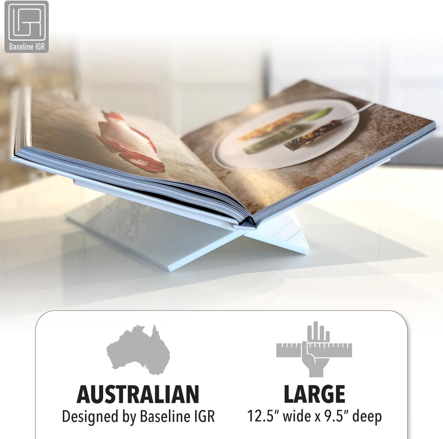Large White Acrylic Book Stand, 12.5" x 9.5" x 5.5”, Acrylic Book Holder, Open Bookstand for Display and Reading