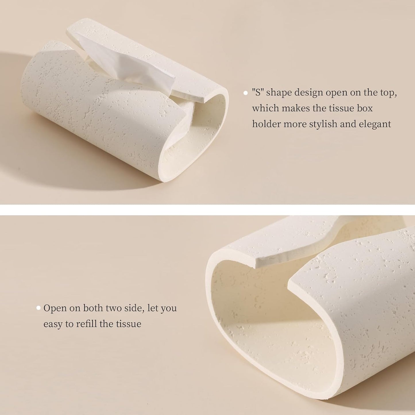 Tissue Box Cover Rectangle / Off White