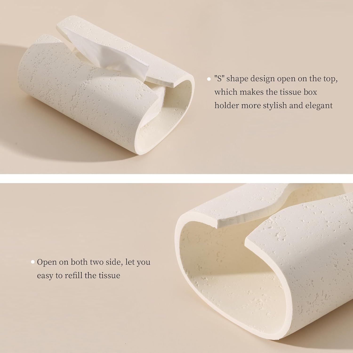 Tissue Box Cover Rectangle / Off White