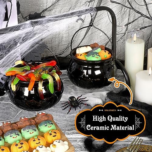 Halloween Party Decorations, 3 Ceramic Witches Cauldron Serving Bowls Set
