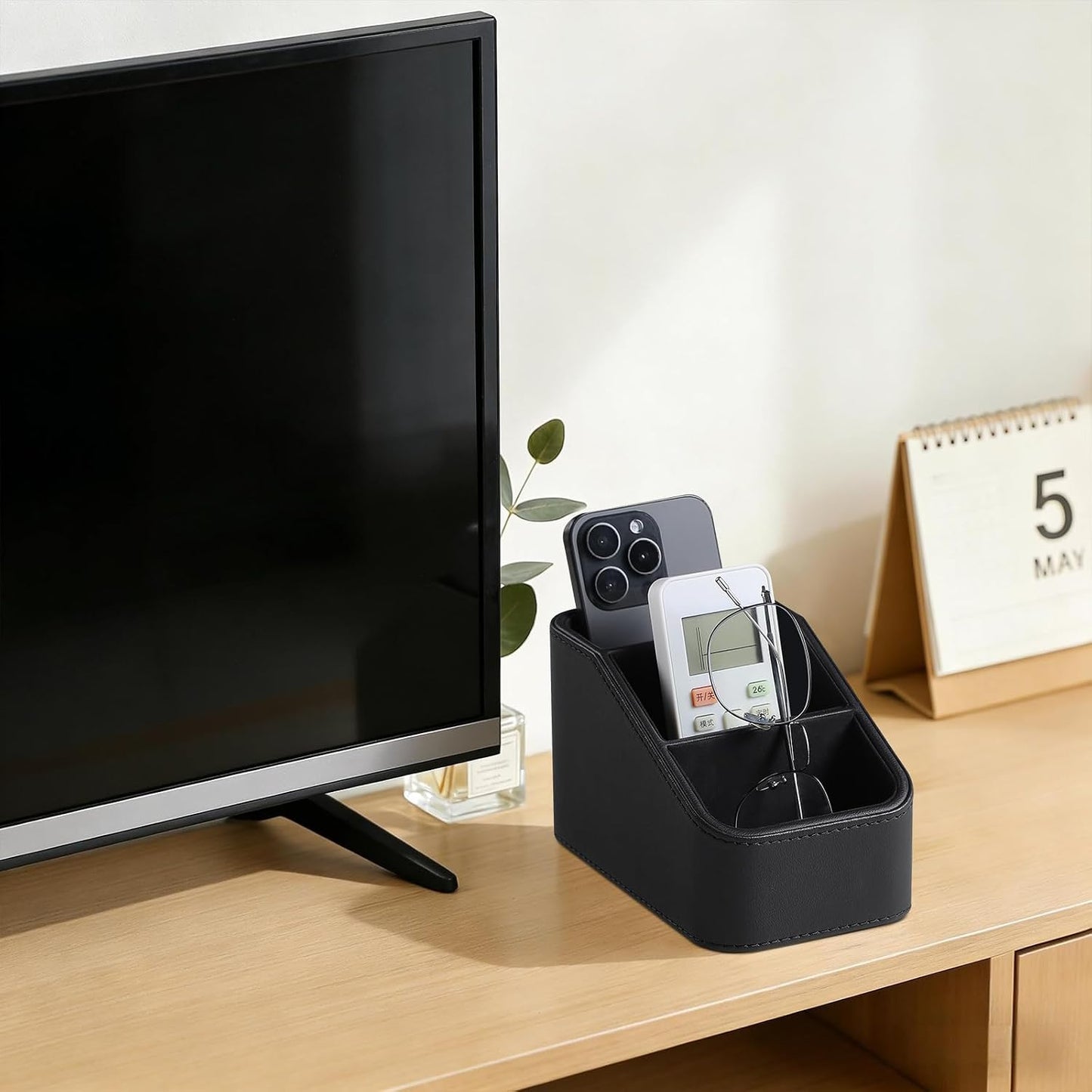 PU Leather Remote Control Holder / Black