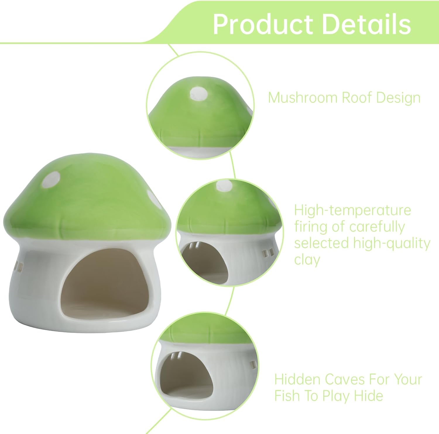 Aquarium Mushroom House Betta Fish Tank Accessory Decor Mini Ceramic Fish Hideout Shrimp / Green