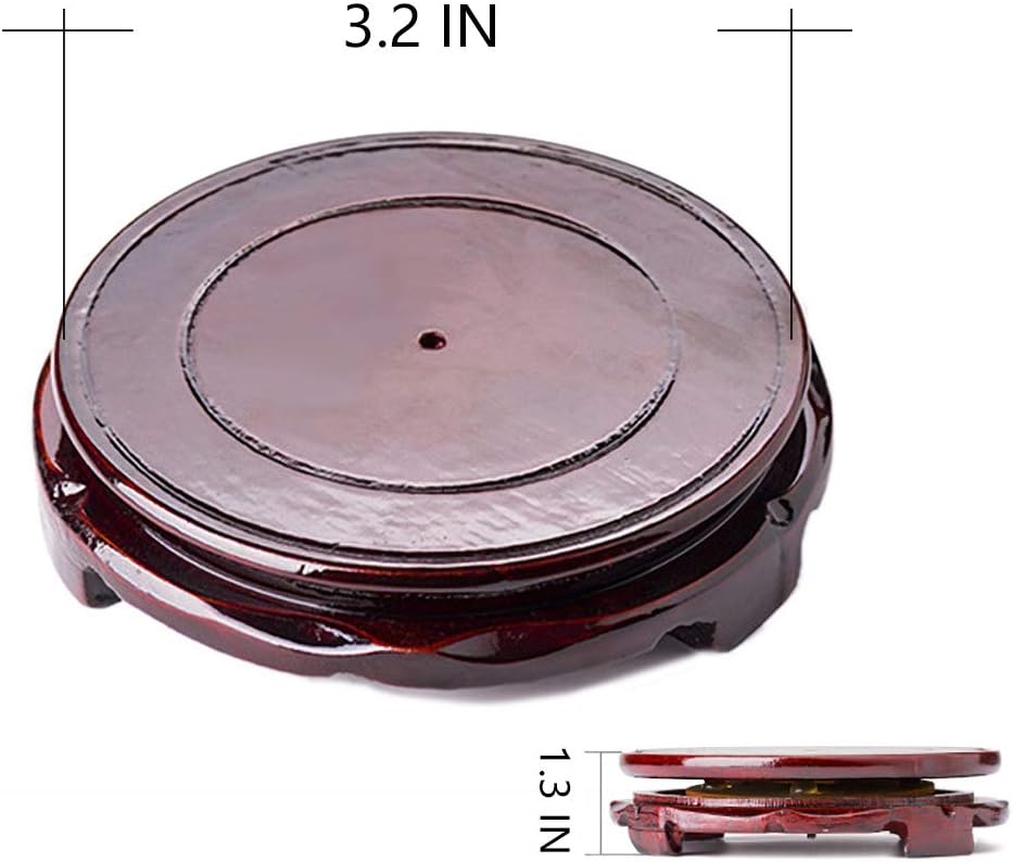 Wood Oriental Style Round Veneer Base for Vase Lamp / Non-rotatable / 3.2"inside Diameter / Brown