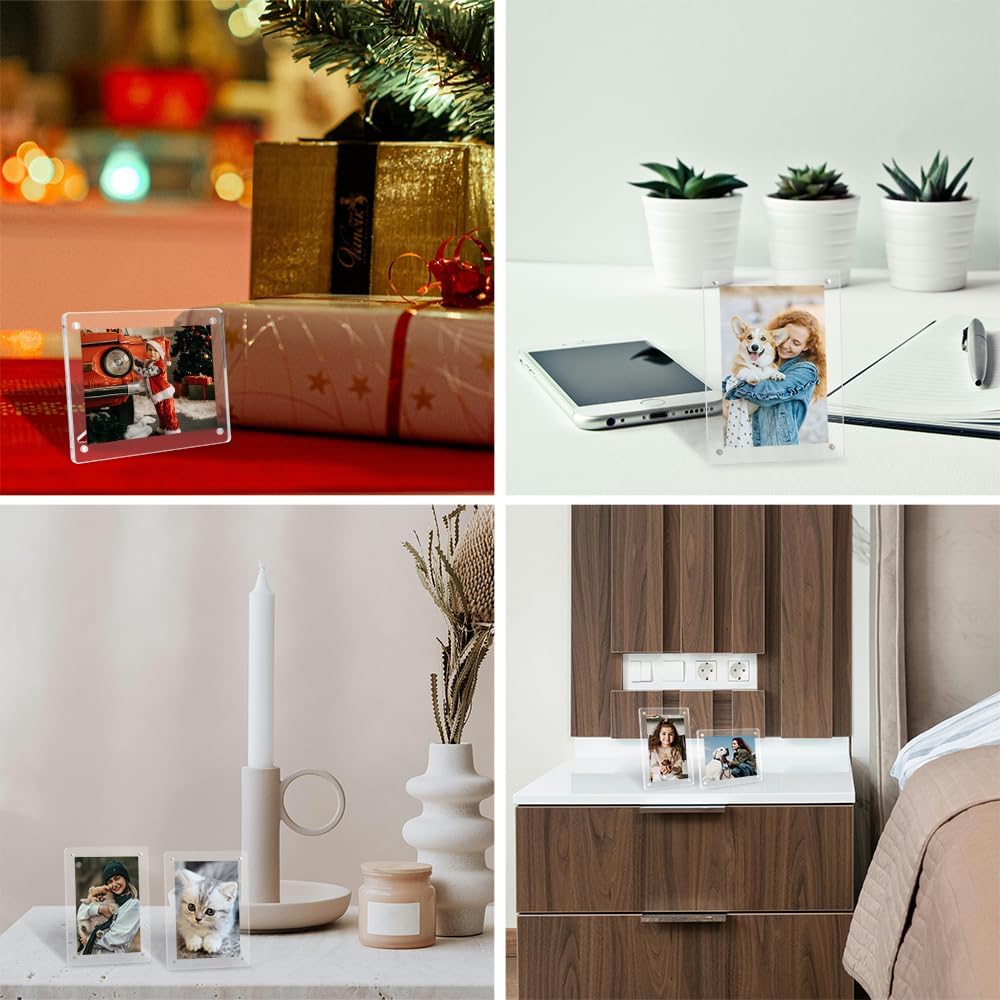 Acrylic Tabletop Photo Frames Compatible / Clear / 2.36*3.54 In / 2.36 x 3.54