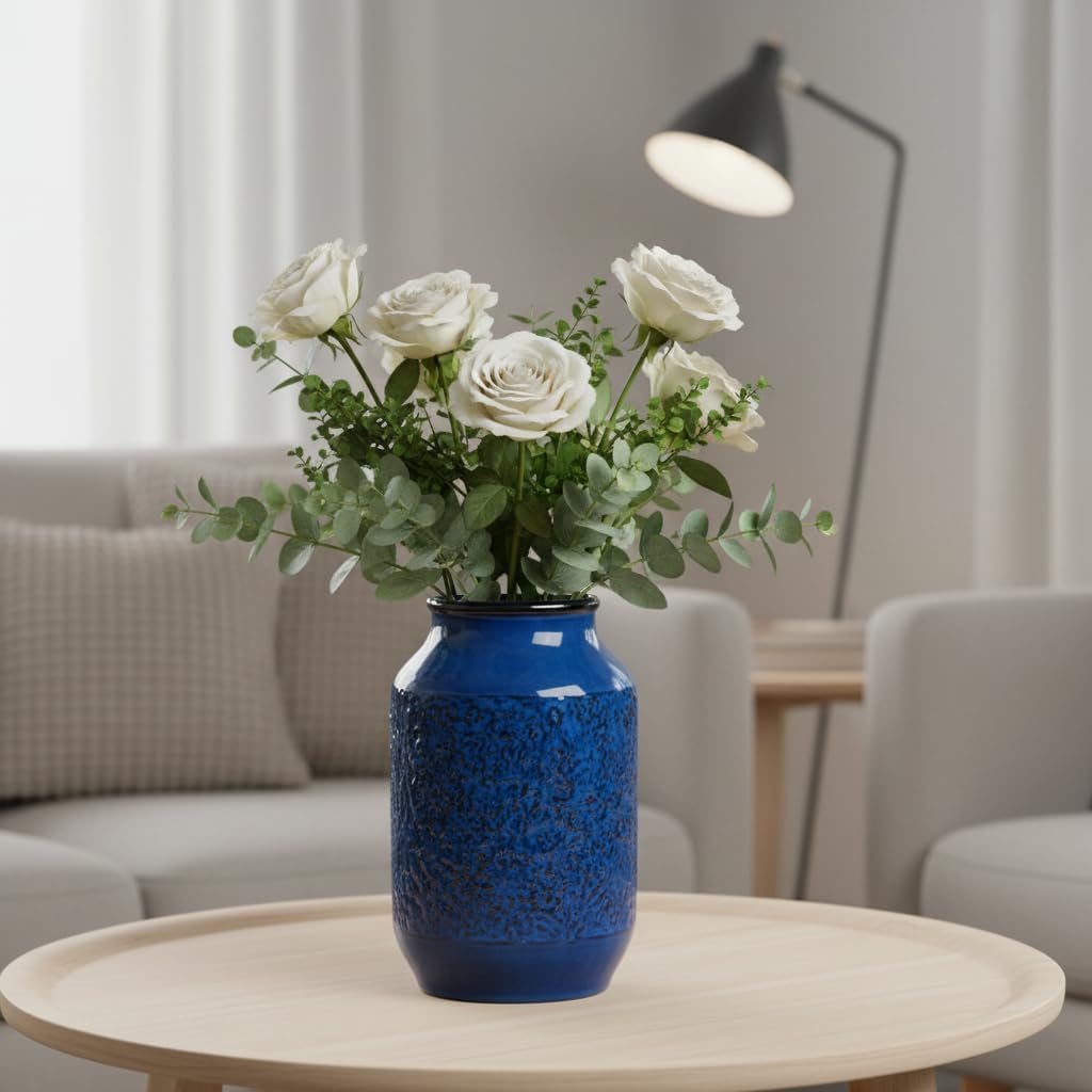 Ceramic Flower Vase / Blue - 2 / 9 Inch
