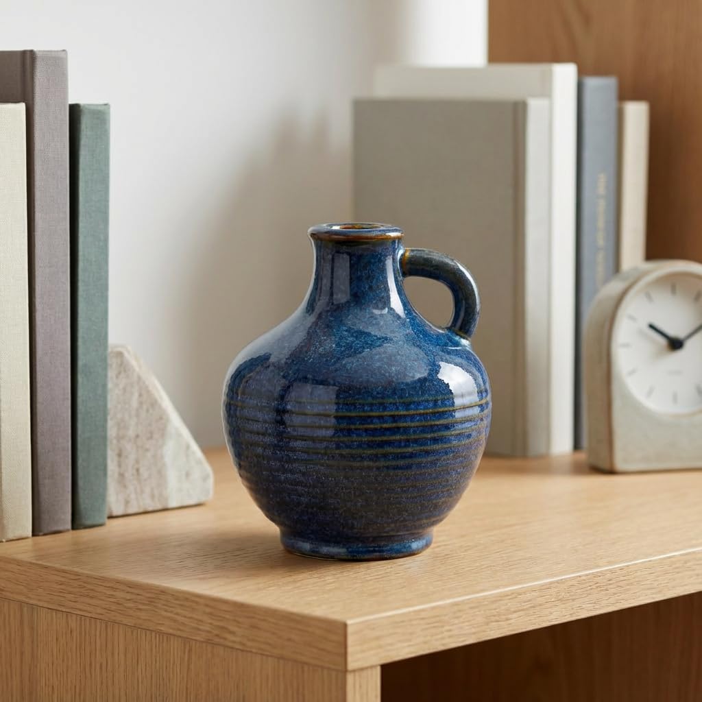 Blue Ceramic Vase / 6 Inch / Dark Blue - 6