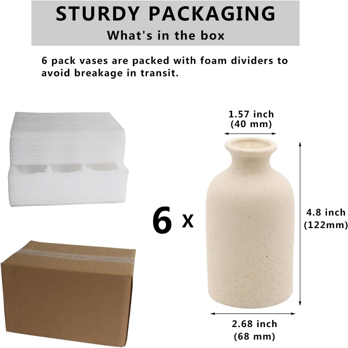 Modern Ceramic Vases for Pampas Grass Simple Shelf Vase / Small / Light Yellow-a / 5 Inch / Set of 6