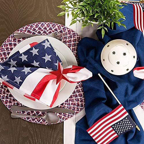 Patriotic Star Napkin Rings Set of 12, 4th of July Colorful Star Napkin Ring Holder or Independence Day, Presidential Election Day, Memorial Parties Table Celebration