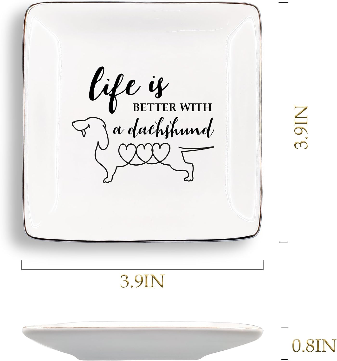 Ceramic Jewelry Tray for Rings & Earring / Dachshund