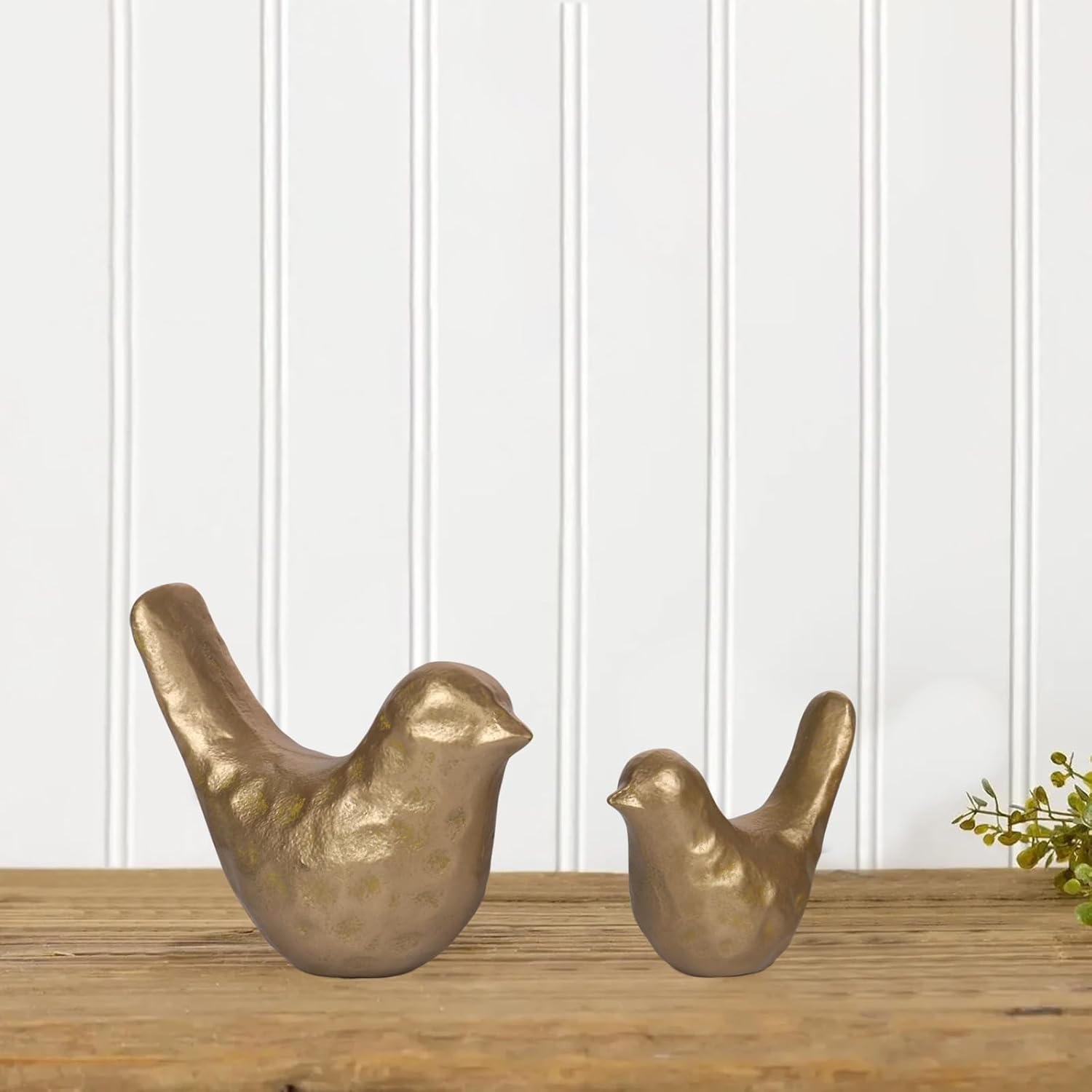 Bird Figurine / Elegant Cast Iron Bird Statue / Vintage Brass / Gold