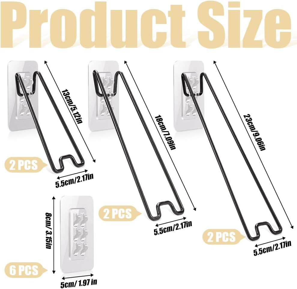 Stainless Steel Picture Frame Easel Backs Self-Adhesive / Black / 3 Size / Set of 6