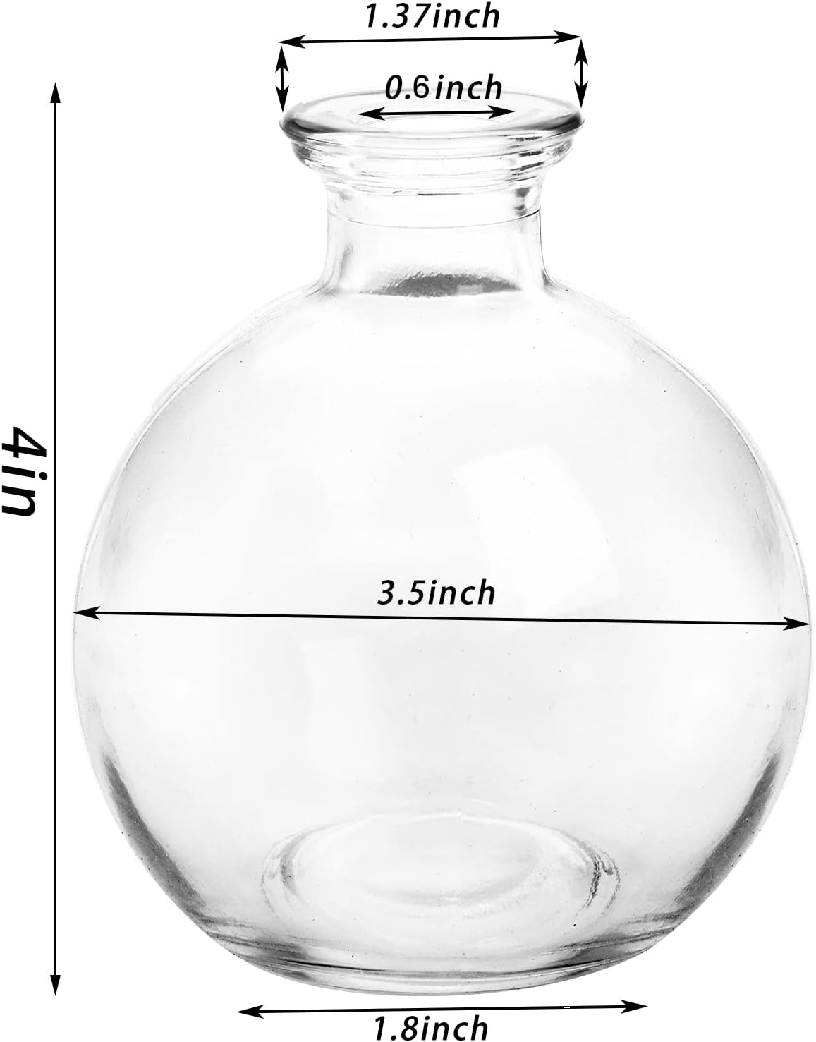 Small Glass Ball Bud Vase / Clear / Set of 12