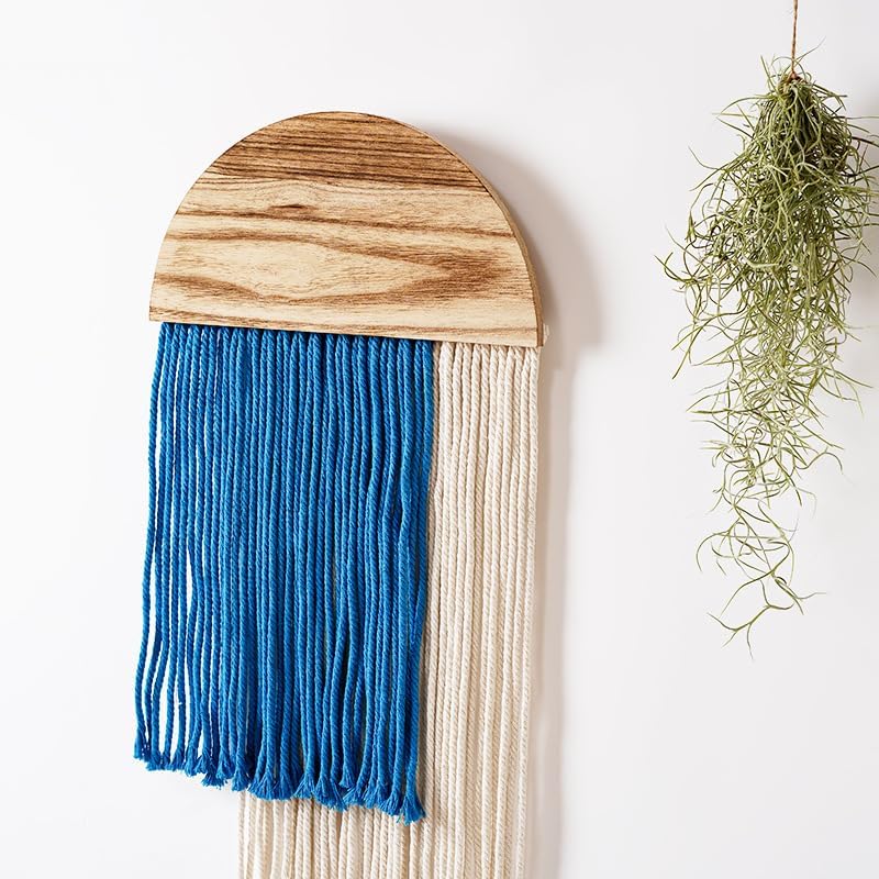 Boho Woven Tapestry / Blue Semicircle