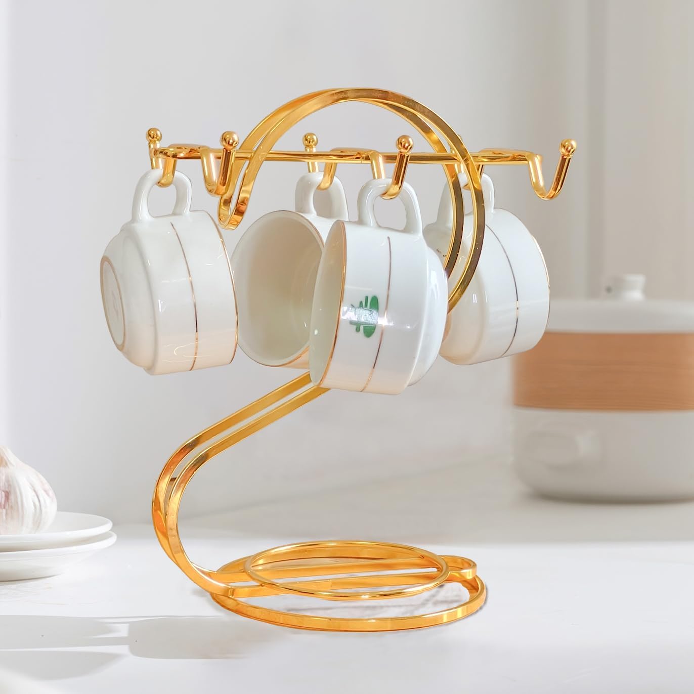 Coffee Mug Holder Metal,Mug TeaCups Holders Countertop,Coffee Mug Tea Cup Stand Storage Rack Tabletop Counter 6