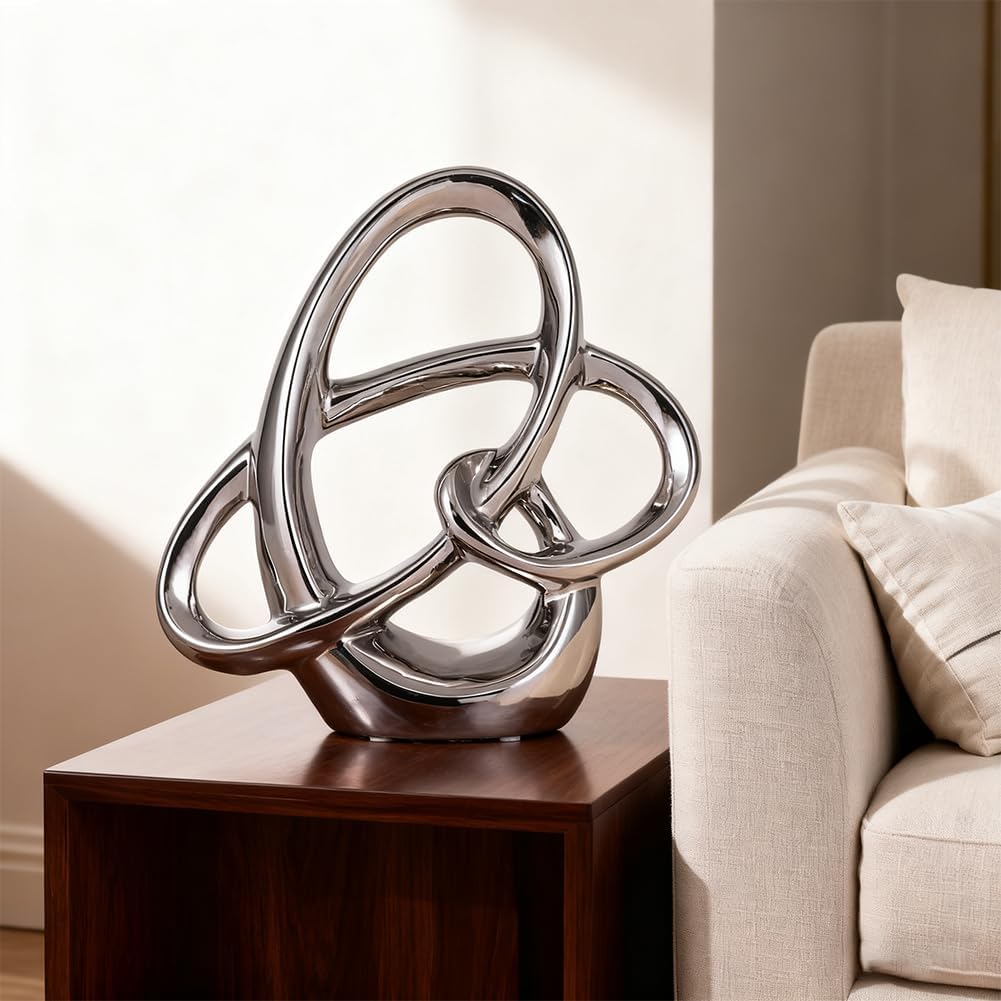 Modern Ceramic Statue / Silver / Small / 8.66 Inch