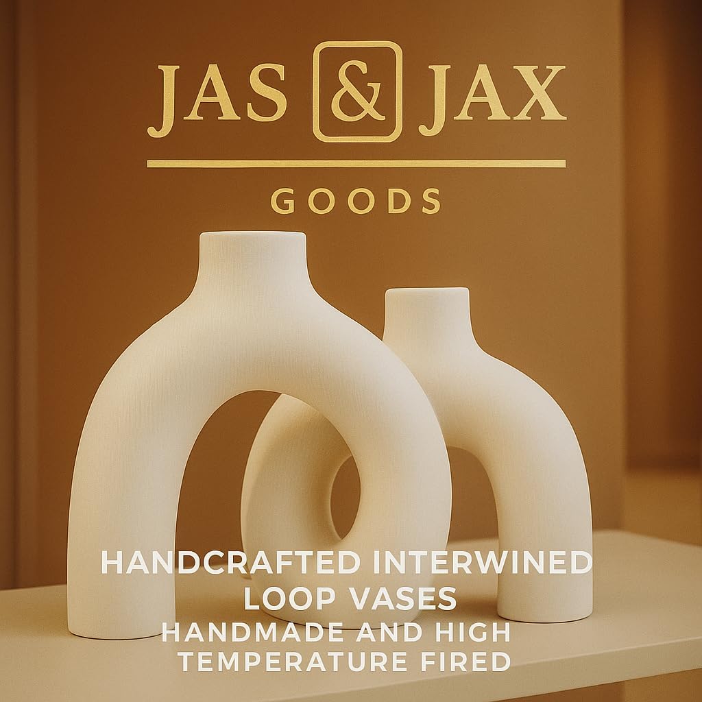 Modern Hug Donut Ceramic Vases by / Cream White