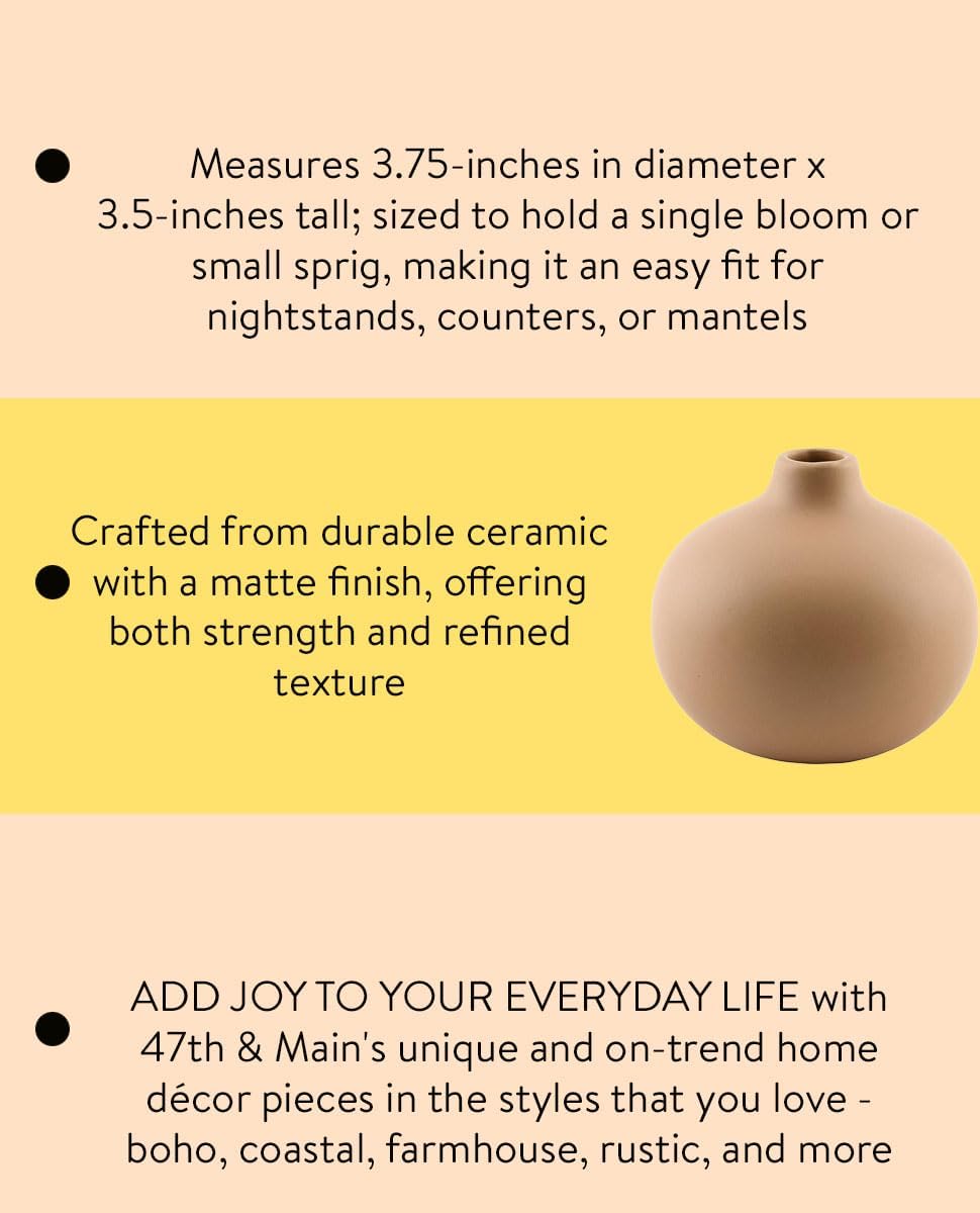 Ceramic Vases for Flowers Modern Minimalist Small Vase / Matte Beige