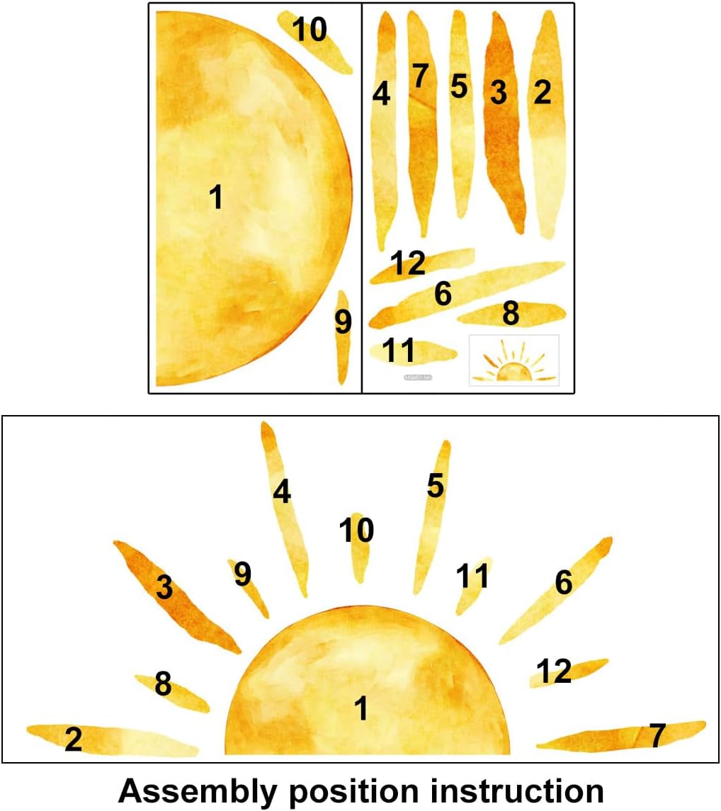 𝔻𝕦𝕠𝕔𝕙𝕖𝕖𝕣 Half Sun Wall Decal Extra Large Boho Sun Wall Decals Peel and Stick Removable Sunshine Wall