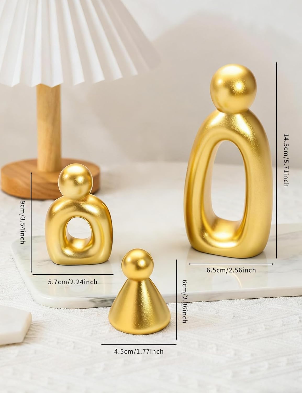 Abstract Family of 3 Figurines Modern Sculptures / Glod