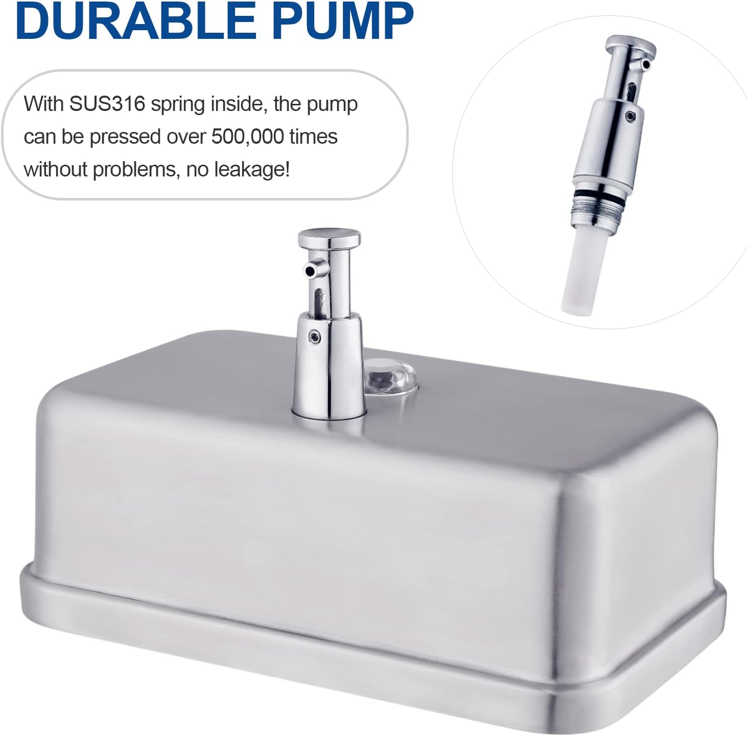 Commercial Soap Dispenser Wall Mount Stainless Steel, Horizontal | Rust-Proof Lining and Anti-Leak Pump Liquid Hand