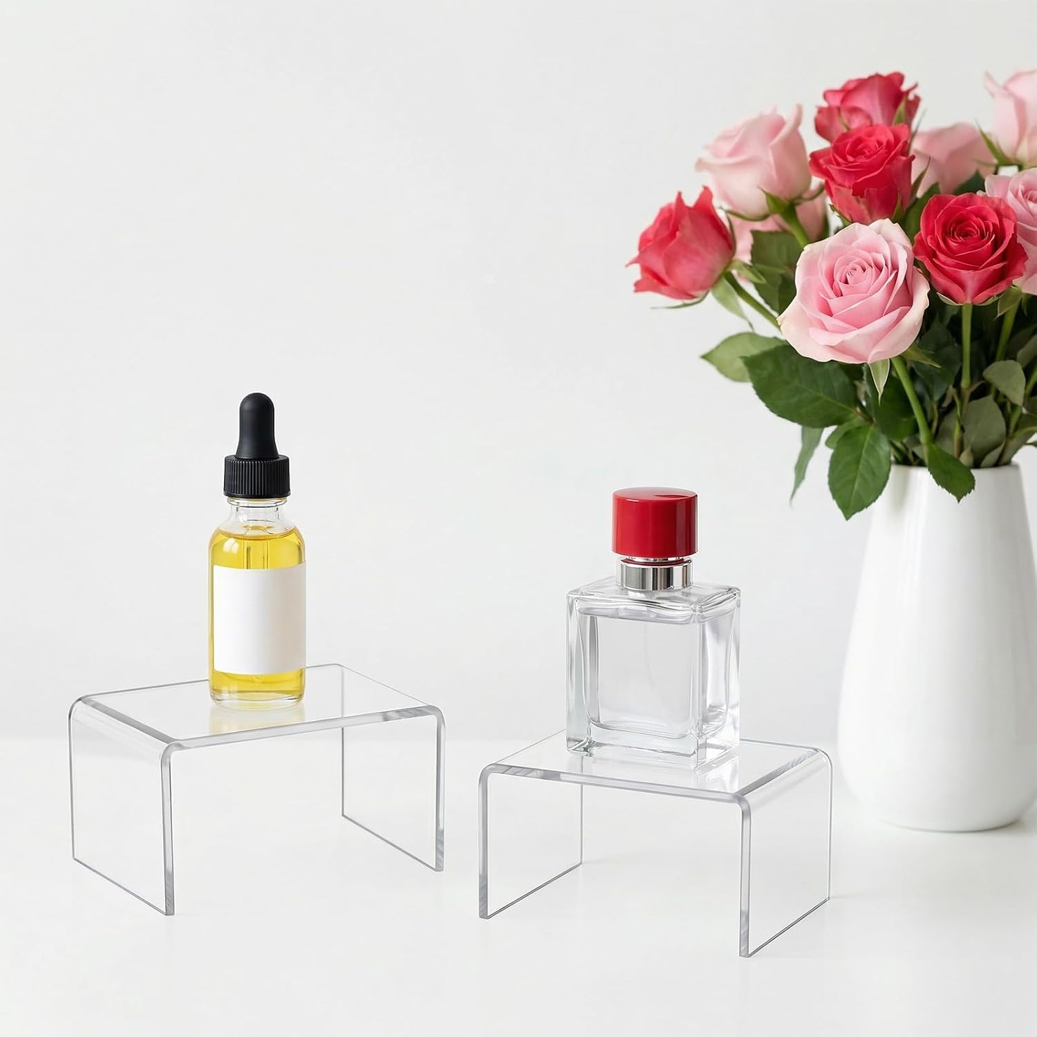 Acrylic Shelf Riser Display Stands for Figures / Clear / 4.4 x 3.2 x 2.2 / Set of 16