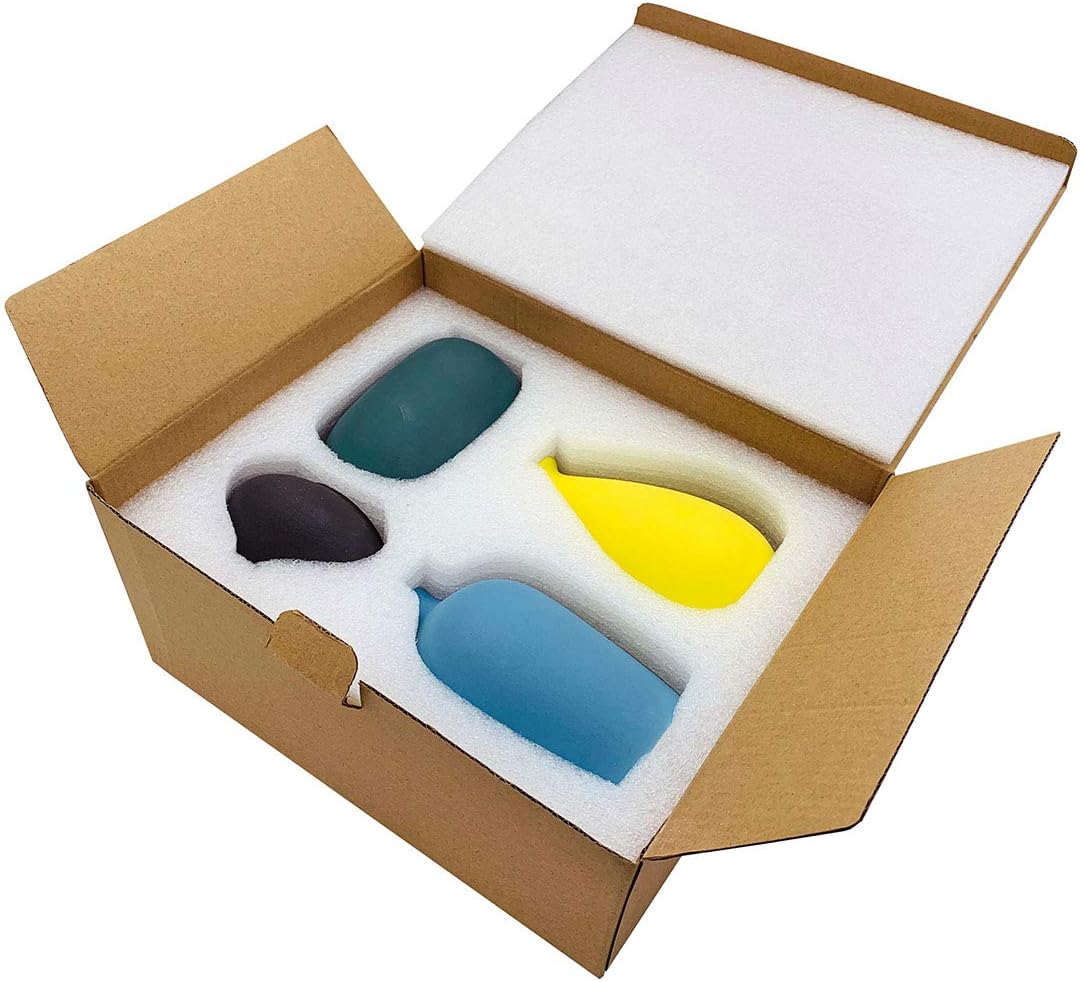 Small Ceramic Flower Vases / Dark Green-yellow-blue-black / Set of 4