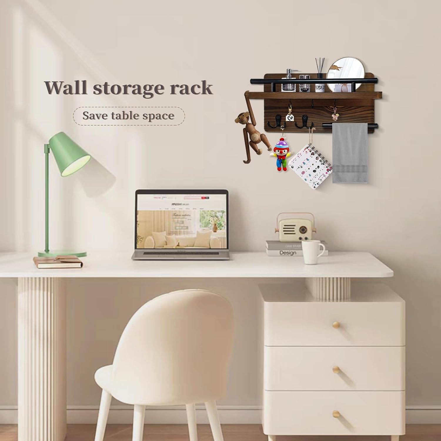 Wooden Wall Mounted Key and Mail Holder Organizer