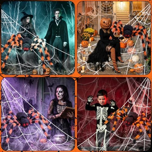 Halloween Decorations Outdoor Spider Webs:1Pcs Giant Spiders-Outdoor Use