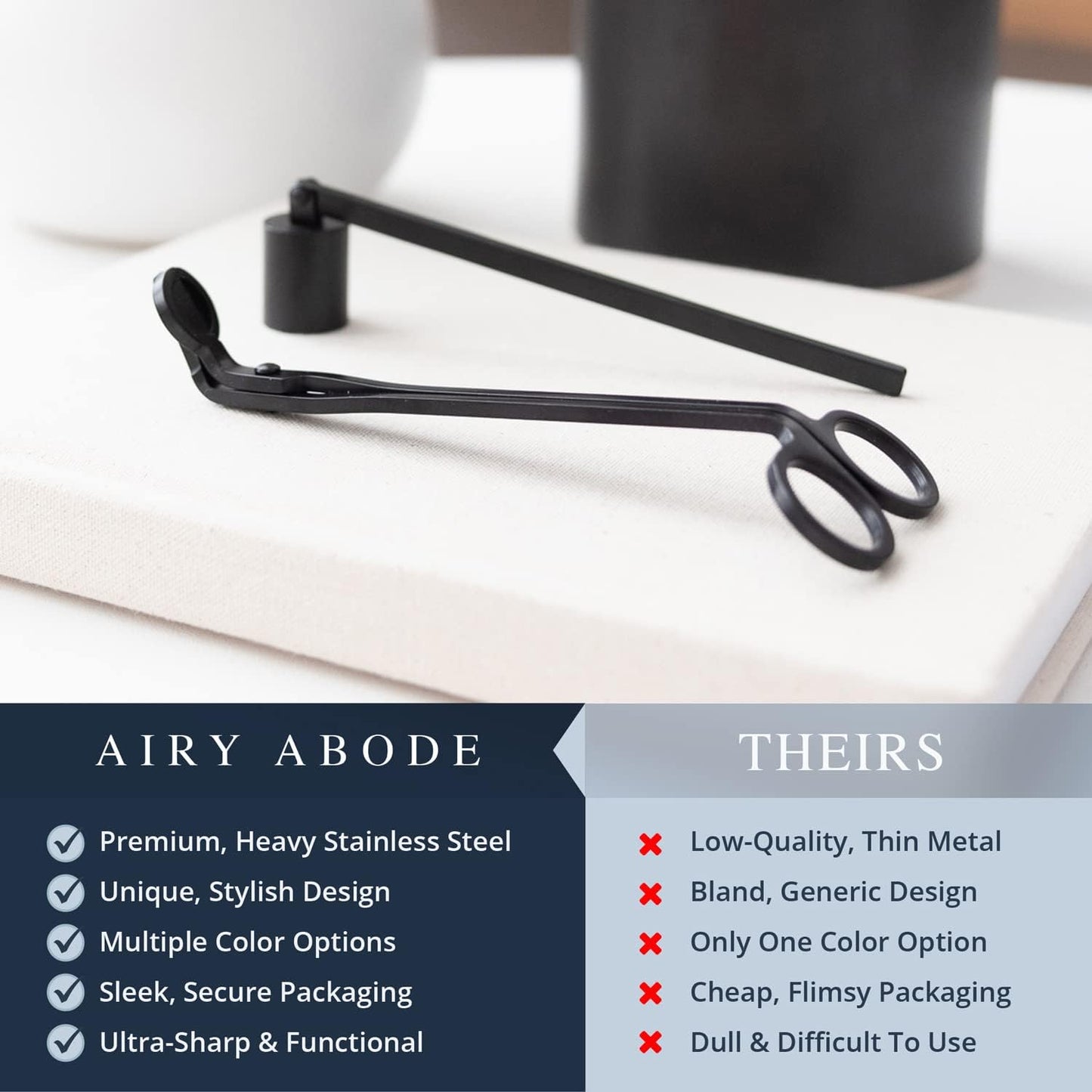 Airy Abode Candle Wick Trimmer and Candle Snuffer Accessory Set – Pick Your Color