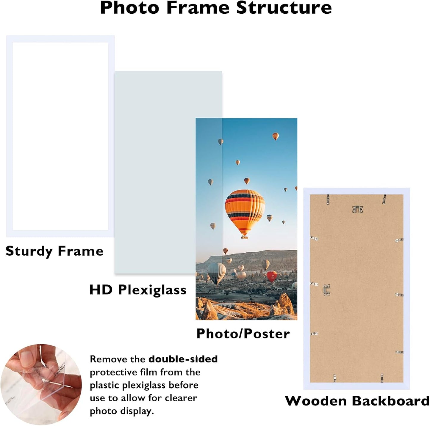 JCJMY 10x20 Picture Frame Set of 4 White for Wall Hanging, Wall Mounting Horizontally or Vertically, 10 x 20 Wall