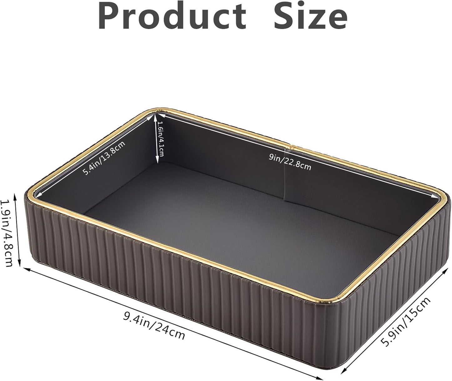 PU Leather Valet Tray / Gray